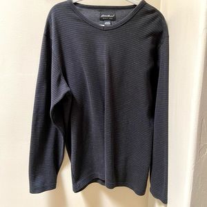 Men’s Eddie Bauer - smokey grey/ black cotton long sleeve shirt